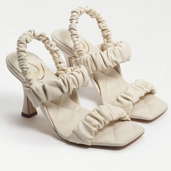 SAM EDELMAN MARLENA PADDED STRAP HEEL - IVORY LEATHER - Picture 1 of 11